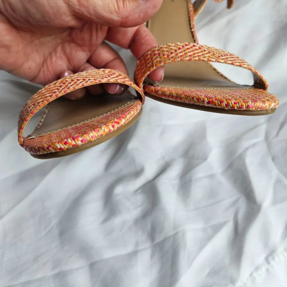 LC Lauren Conrad Pink & Orange Woven Wedge sandals size‎ 9.5
